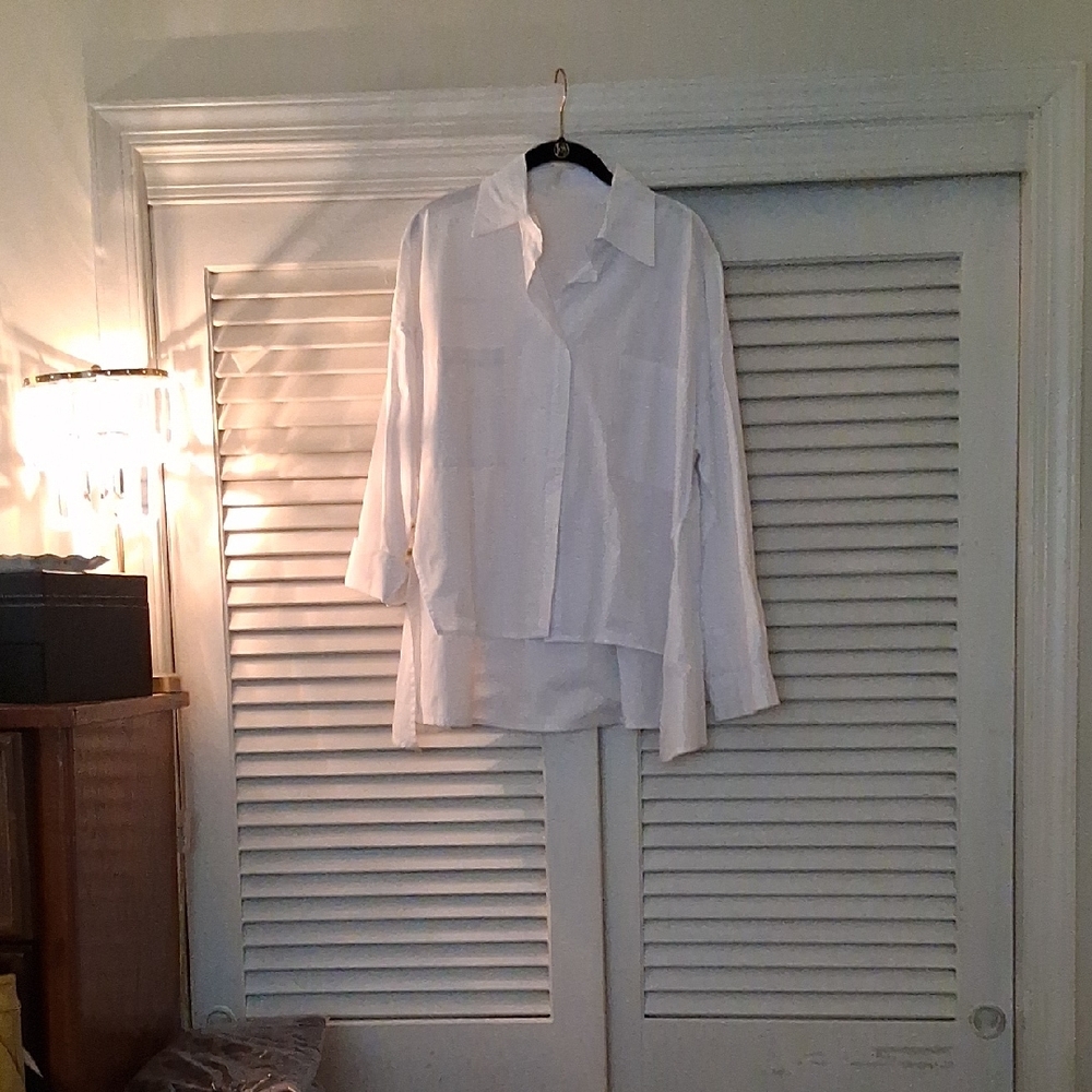 No Brand - White Women's High Low Button-Front Blouse